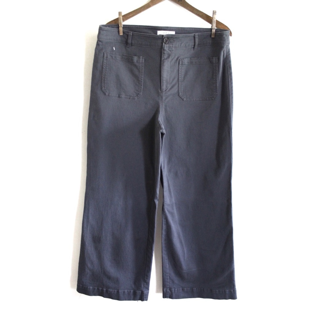 LOFT Grey Wide Leg Pants 14 32 Preowned